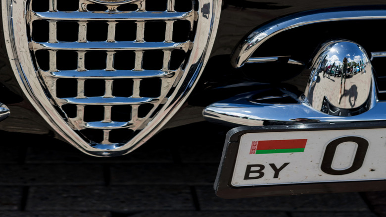 Vintage Alfa Romeo grill and logo closeup