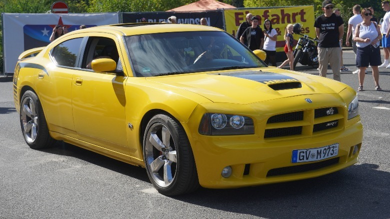 a yellow dodge Charger