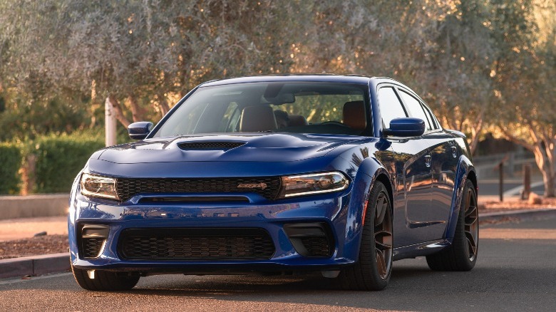 a blue Dodge Charger sedan