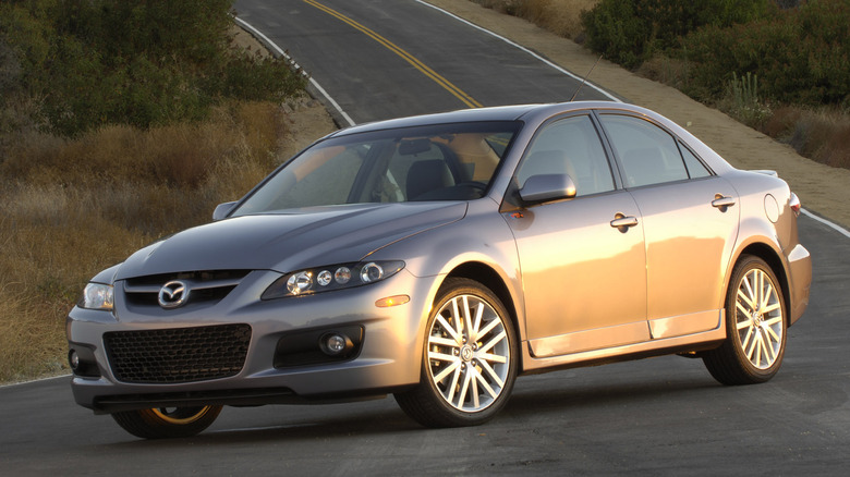 Mazda Mazdaspeed 6 on an open road front 3/4 view