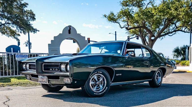 A black 1969 Pontiac GTO Judge