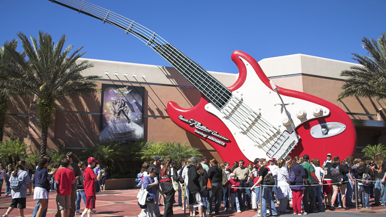 outside the Rock 'n' Roller Coaster building