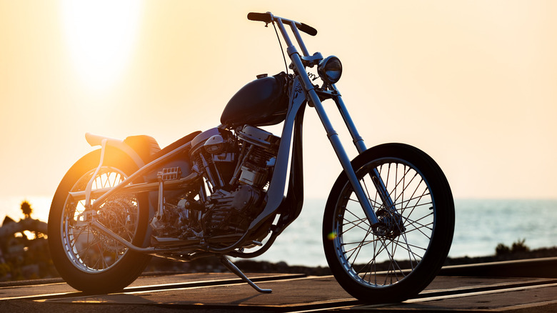 Harley Davidson Panhead at sunset