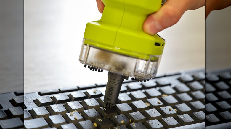 using desk vacuum on keyboard