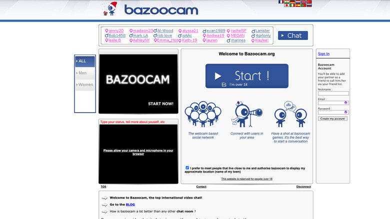 The Bazoocam landing page