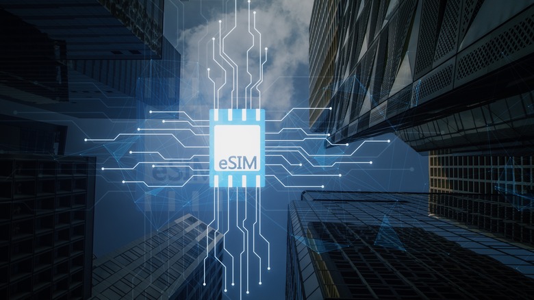 eSIM image over buildings