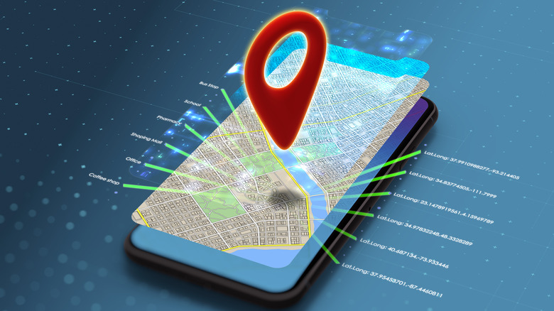 Smartphone showing a location map