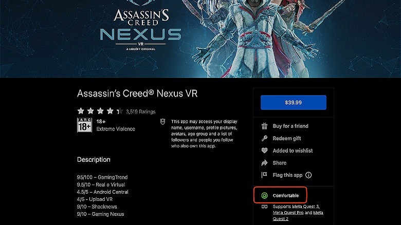 Assassin's Creed VR rating