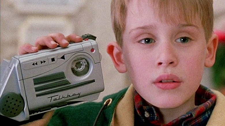 Kevin McCallister holding a Talkboy in "Home Alone 2."