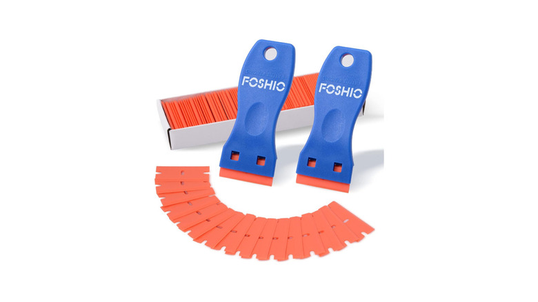 Two 3D printer bed scrapers with multiple plastic blades