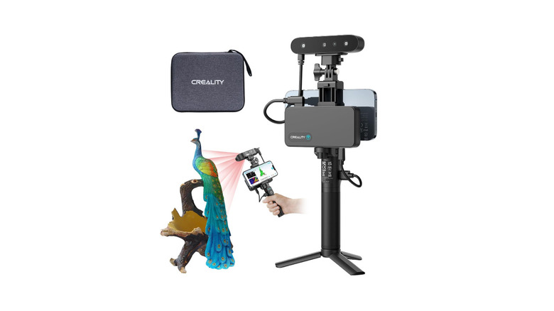 Creality 3D scanner that is scanning a peacock to replicate the print