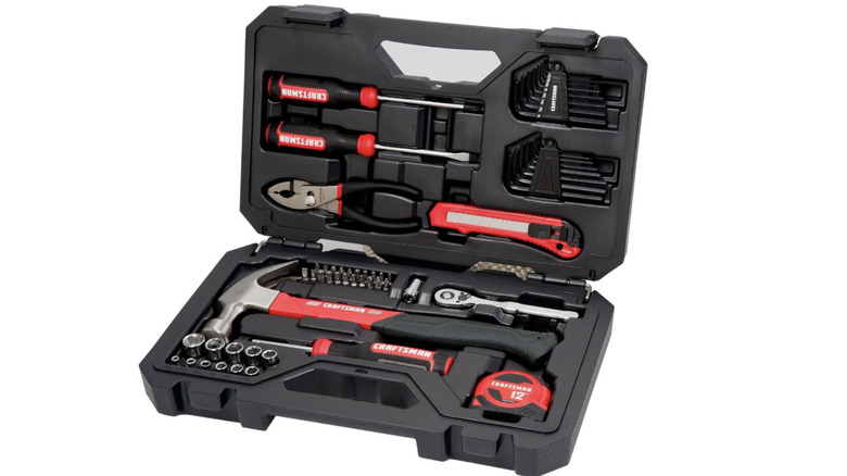 An opened CRAFTSMAN 57 Piece Mechanics Tool Set