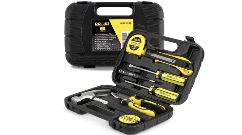 A opened DOWELL Small Homeowner Tool Set