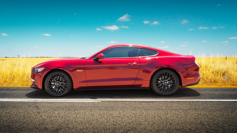 Ford Mustang by wheat field