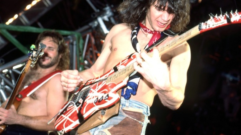 Eddie Van Halen and his custom guitar