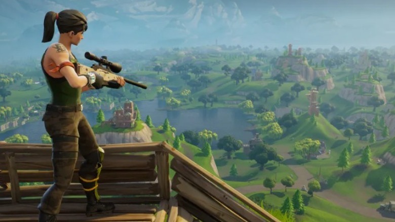 Fortnite sniper overlooking the map