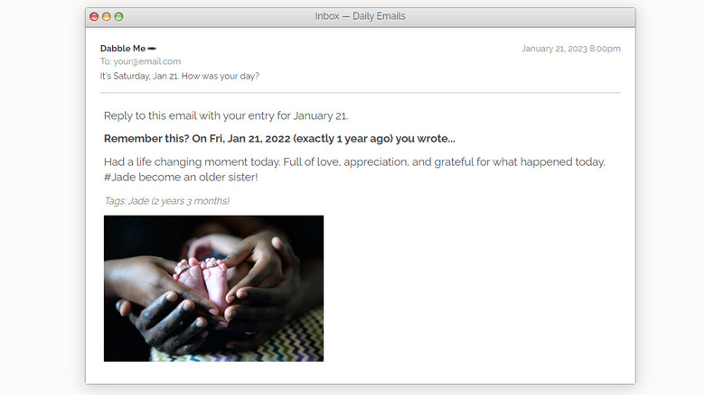 An example of a dabble email