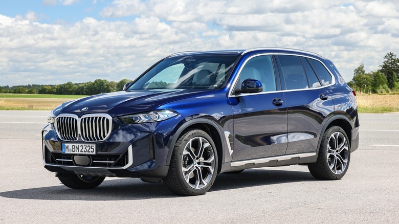 Dark blue 2024 BMW X5 parked on asphalt