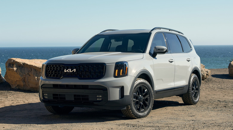 White 2024 Kia Telluride parked on dirt