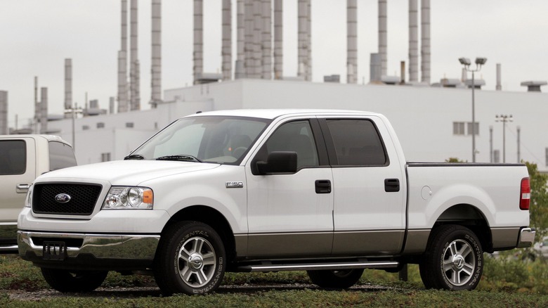 Ford F-150 outside a factory in Dearborn, Michigan