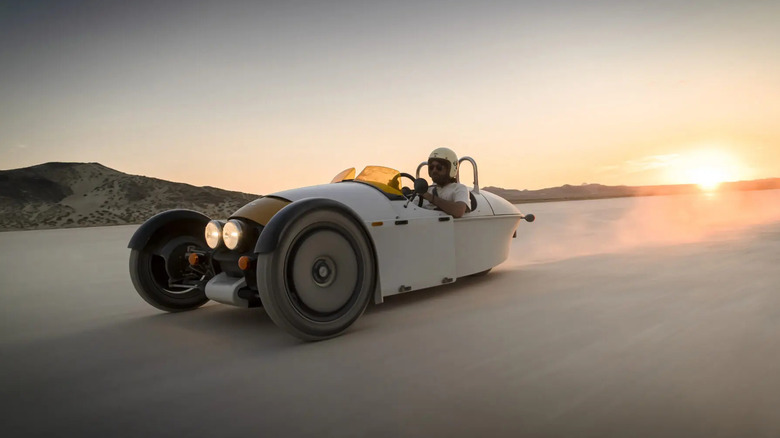 Morgan Super 3 driving in desert