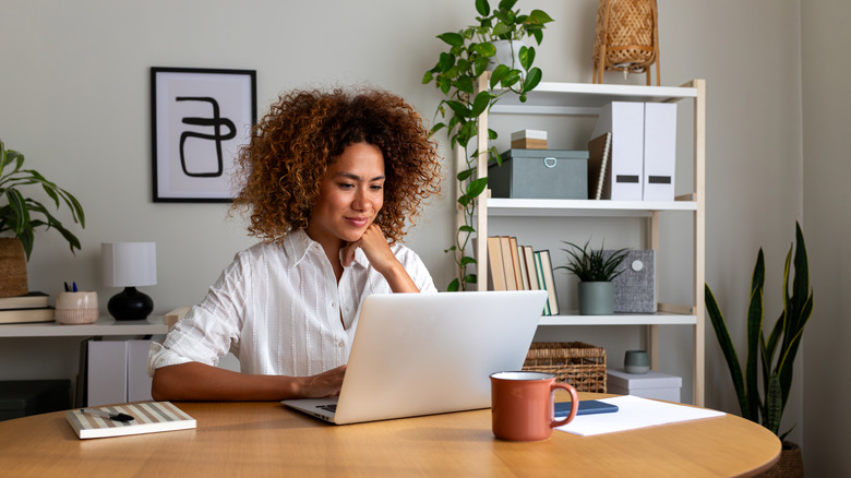 woman working in home office