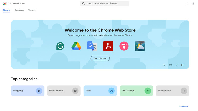 Chrome Web store intro page