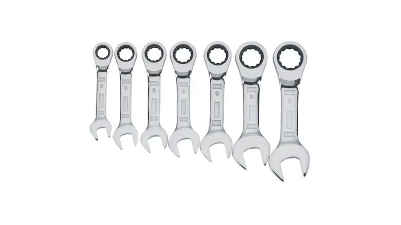 7-Piece Stubby Ratcheting Metric Wrench Set