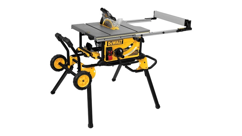 15-Amp Corded Jobsite Table Saw with Foldable Rolling Stand