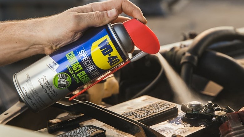 WD-40 Contact Cleaner sprayed on parts