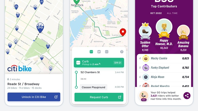 Screenshots of transit app on Android phone