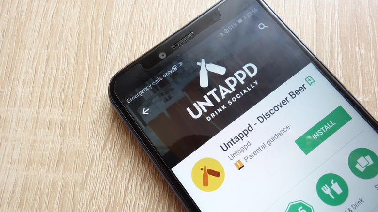 Untappd app open on android phone