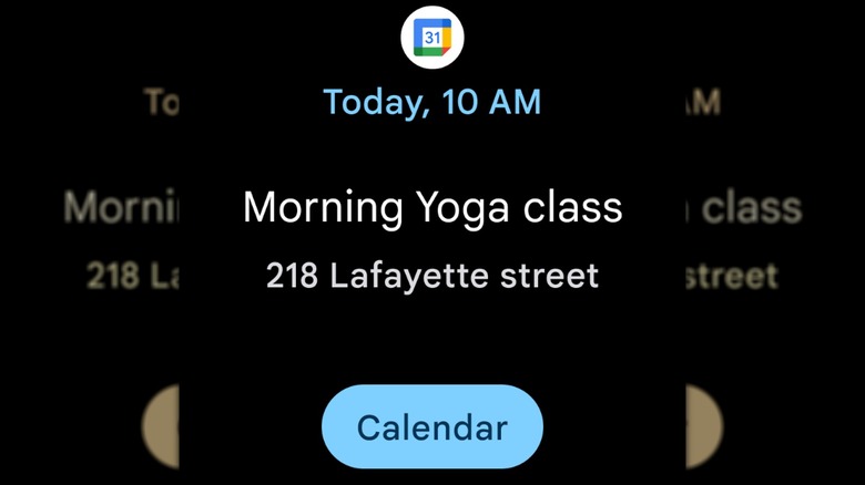 Google Calendar reminder on a phone