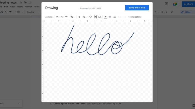 Google Docs scribble drawing