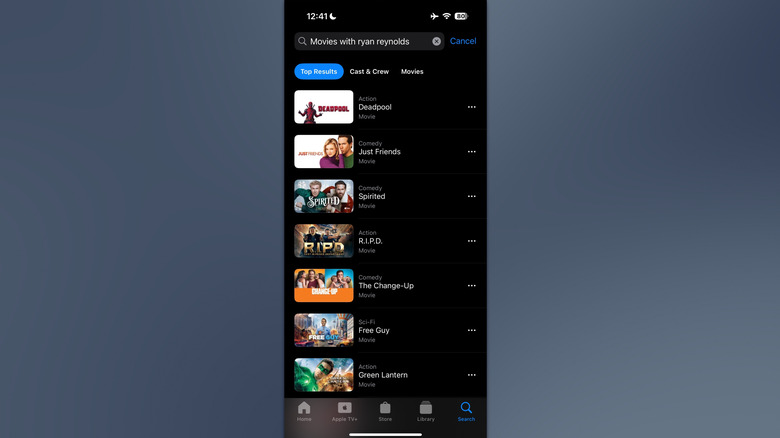 search results Apple TV app