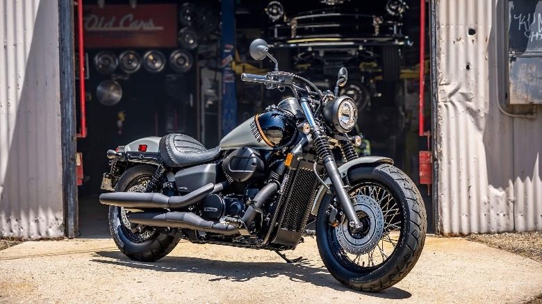 A black Honda Shadow Phantom