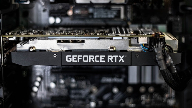 closeup of geforce rtx graphics card