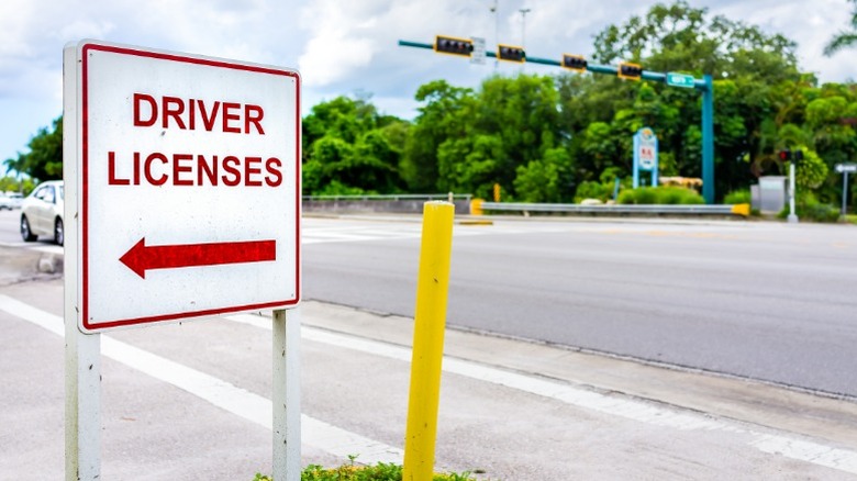 Driver license testing facility sign