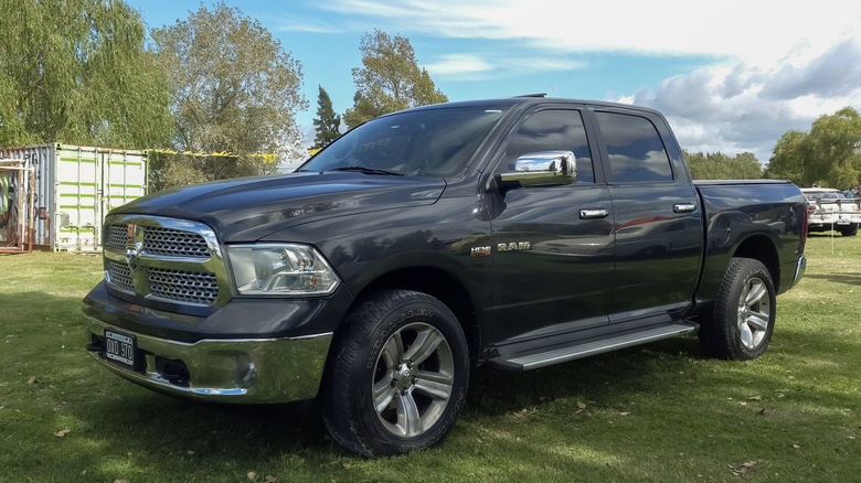 Dodge Ram HEMI parked on grass