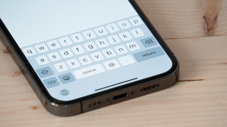 iphone keyboard on table