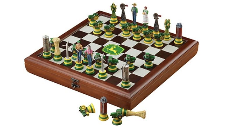 John Deere Heirloom Chess Set on white background.