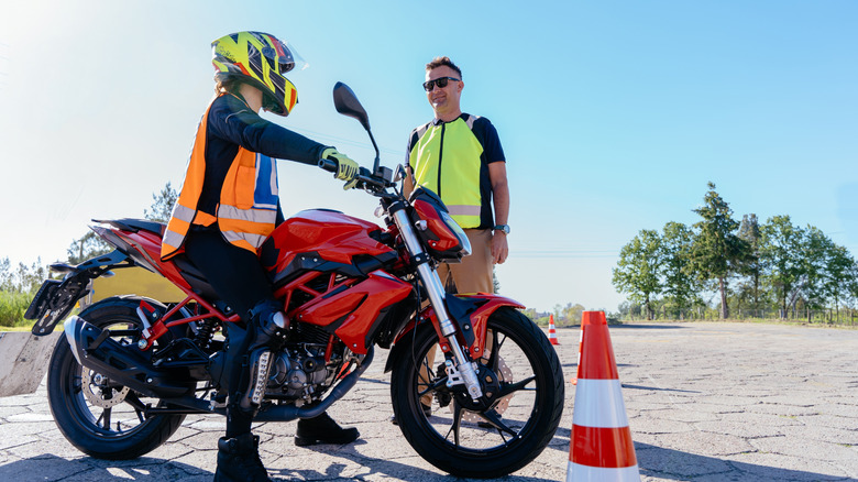 driver at a motorcycle class