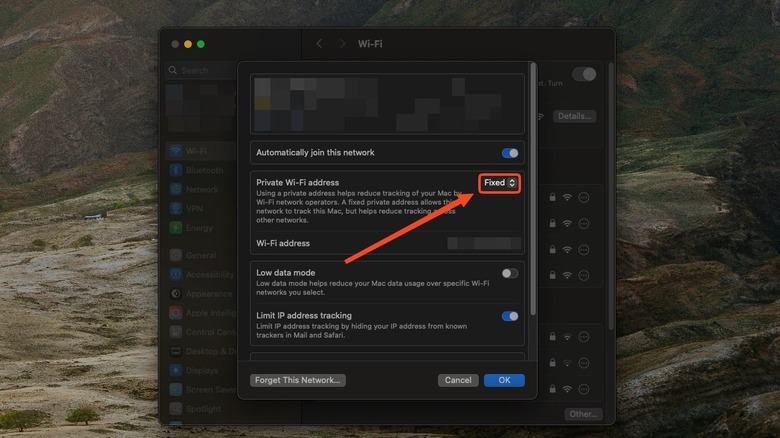 Rotating Wi-Fi addresses in settings