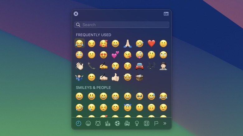 Emoji and Symbols pop-up on macOS.