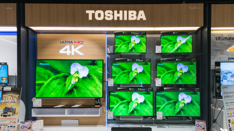 Toshiba (Hisense) televisions on display
