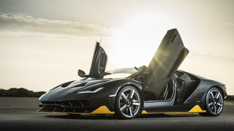 A Lamborghini Centenario with its doors up