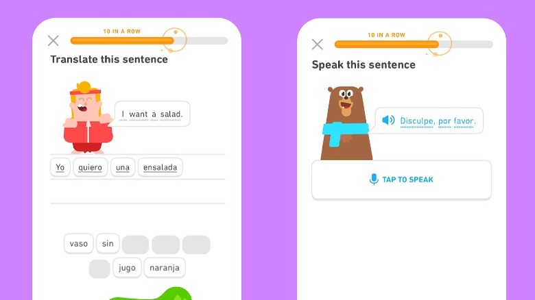 Duolingo screenshots from the App Store listing