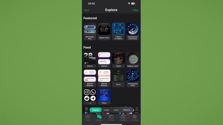 widgy app home screen