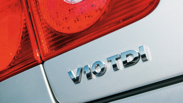 Volkswagen V10 TDI emblem on Phaeton luxury sedan