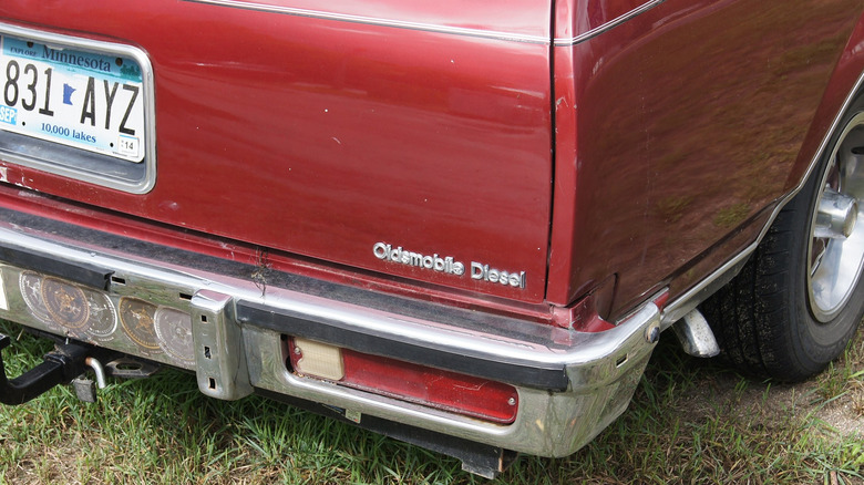 Oldsmobile diesel emblem on a 1982 Cutlass Cruiser